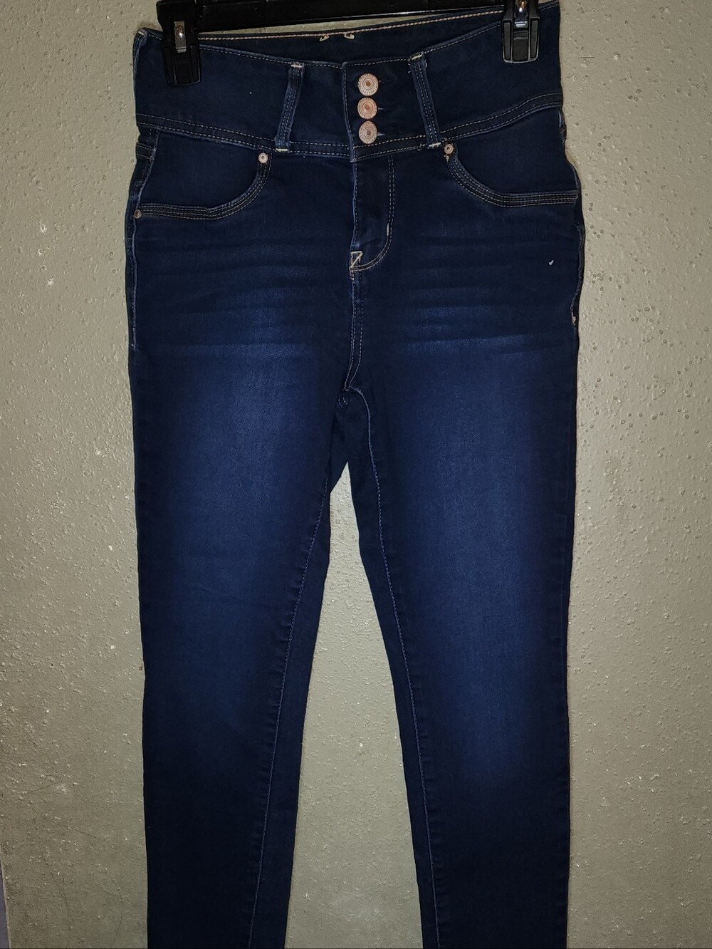 Wallflower Dark Blue Skinny Jeans with Triple-Button Waist